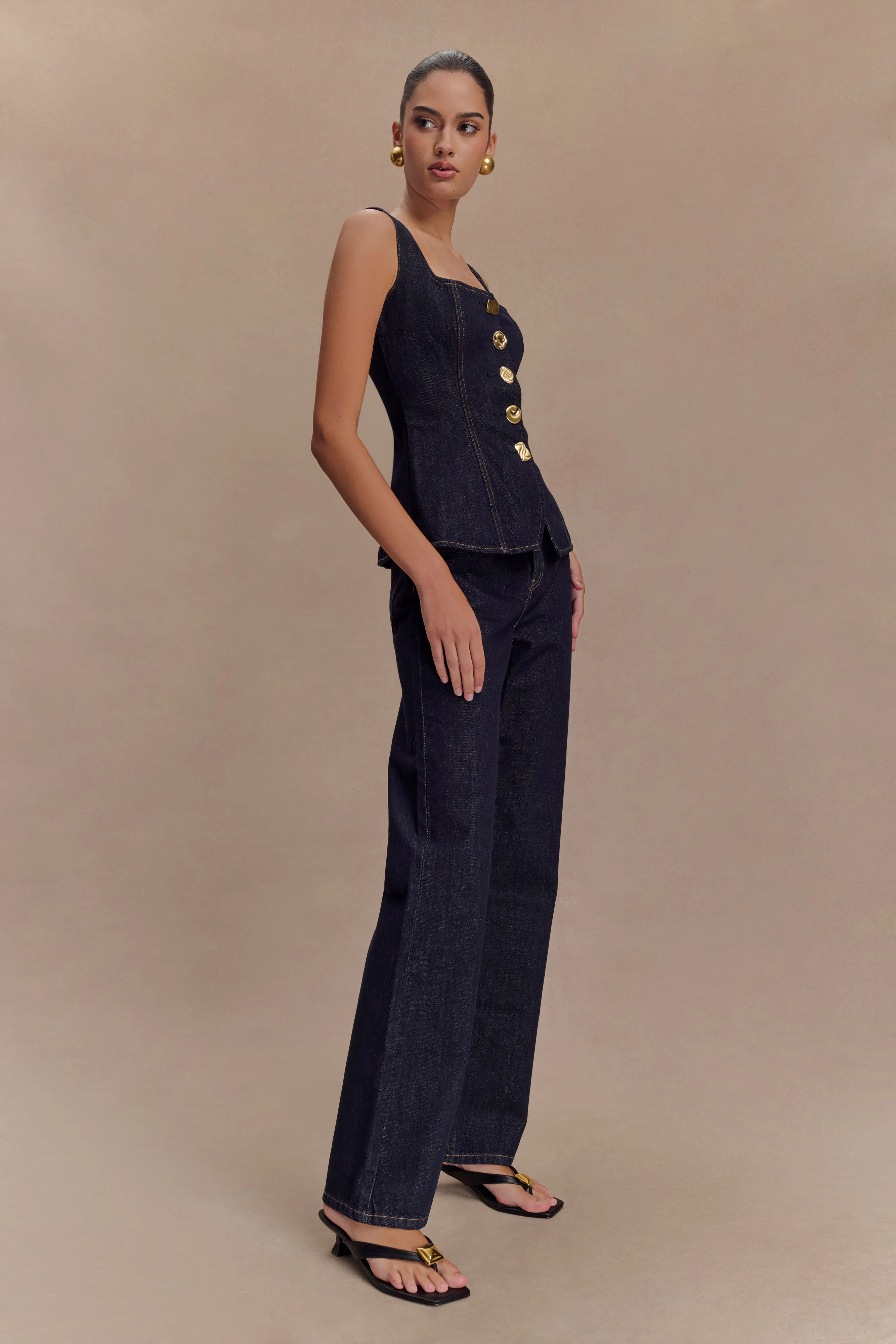 Slim Modern Janine High Waisted Straight Leg Jeans - Washed Indigo Blue