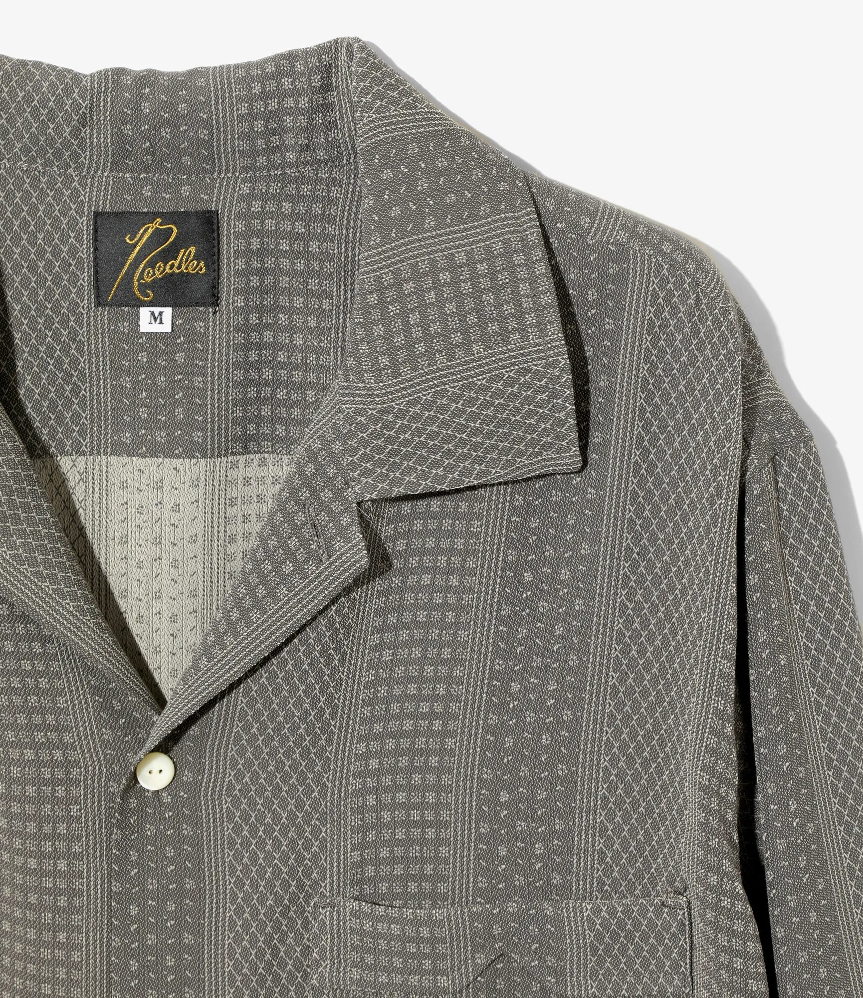 Open Collar Shirt ?C Grey Foulard Stripe Jacquard Comfy Touch