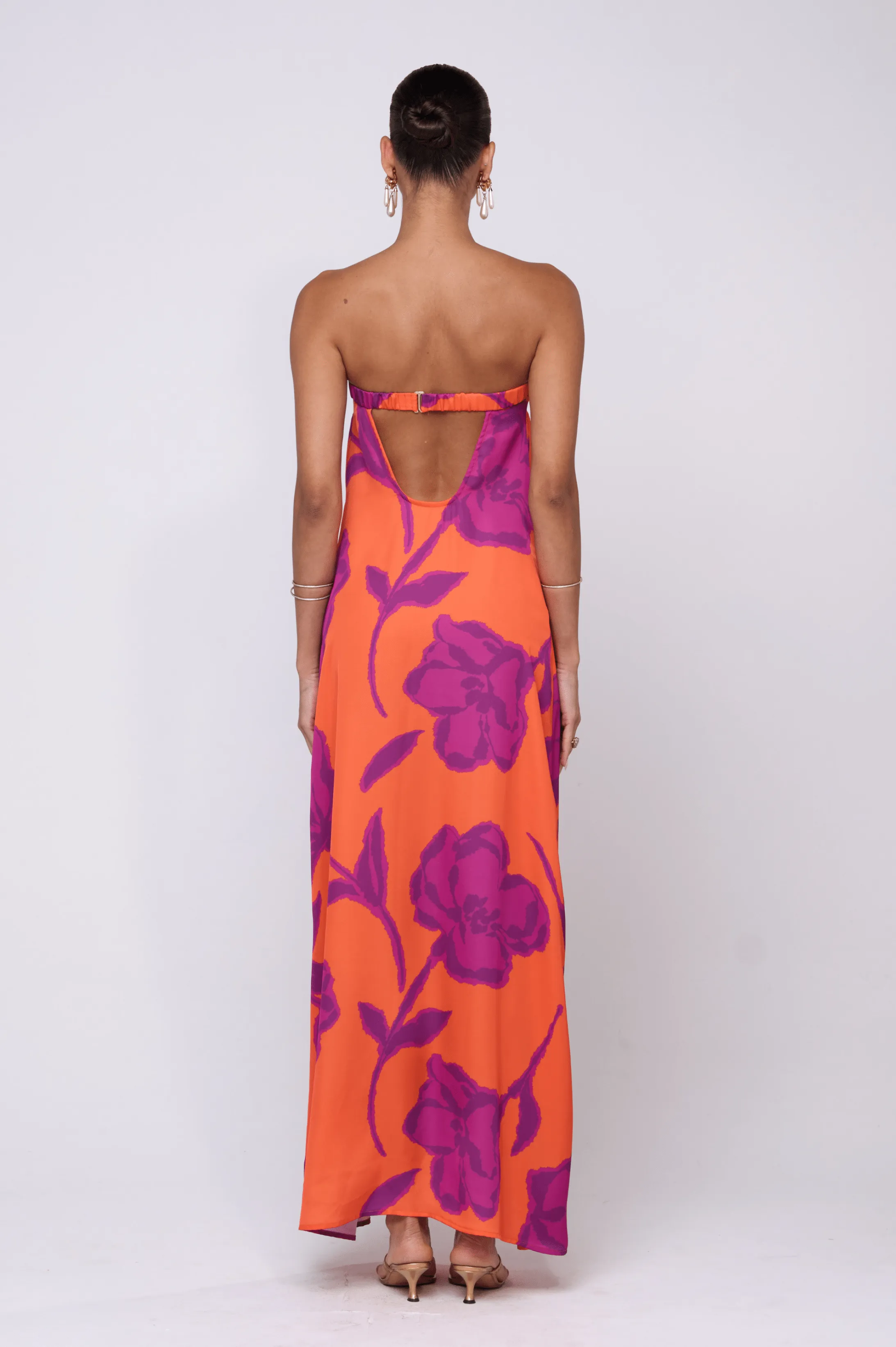 Dreamy Drape City Bright Ophelia Maxi Dress in Mandarin