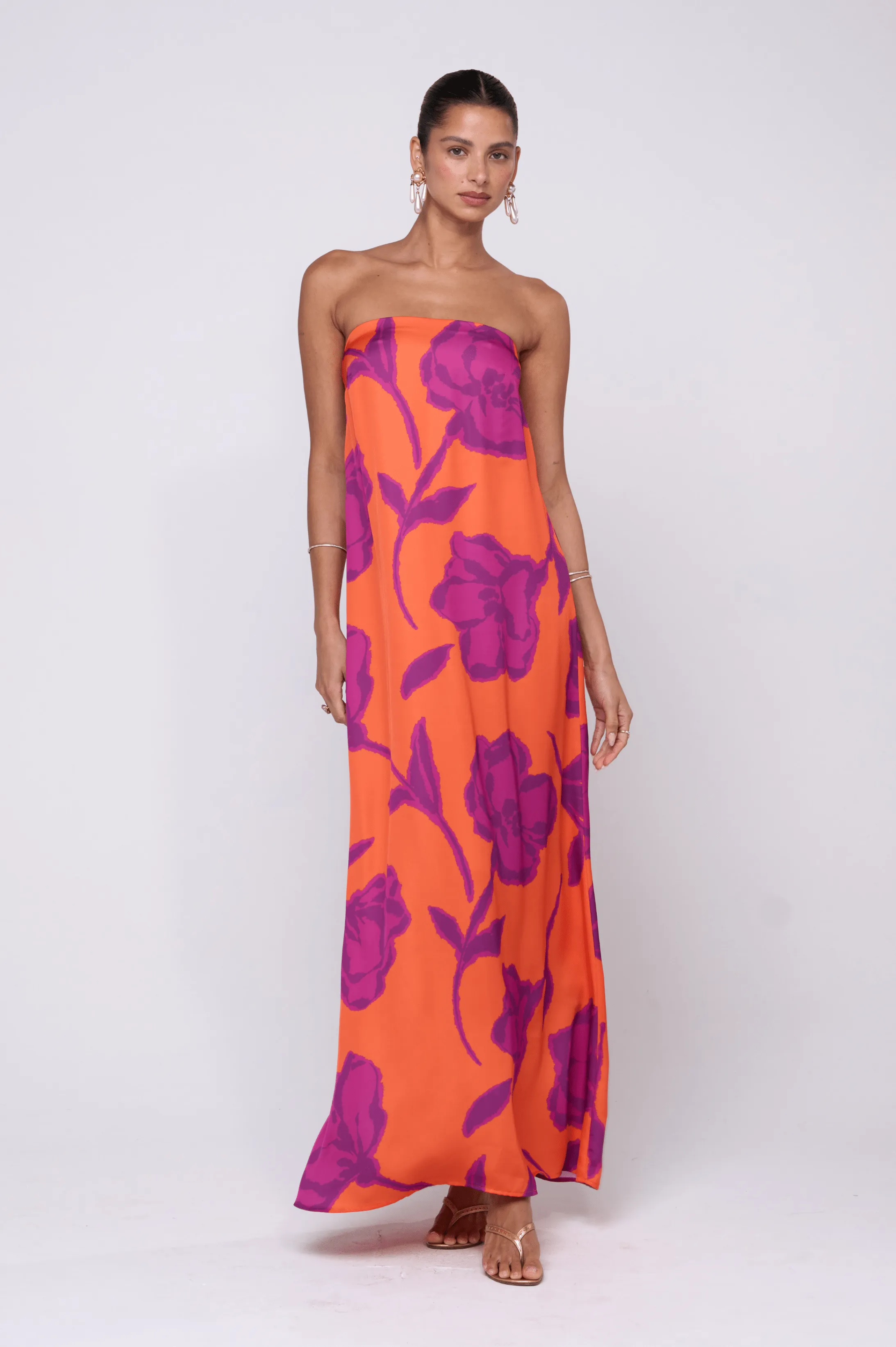 Flattering Waistband Ophelia Maxi Dress in Mandarin