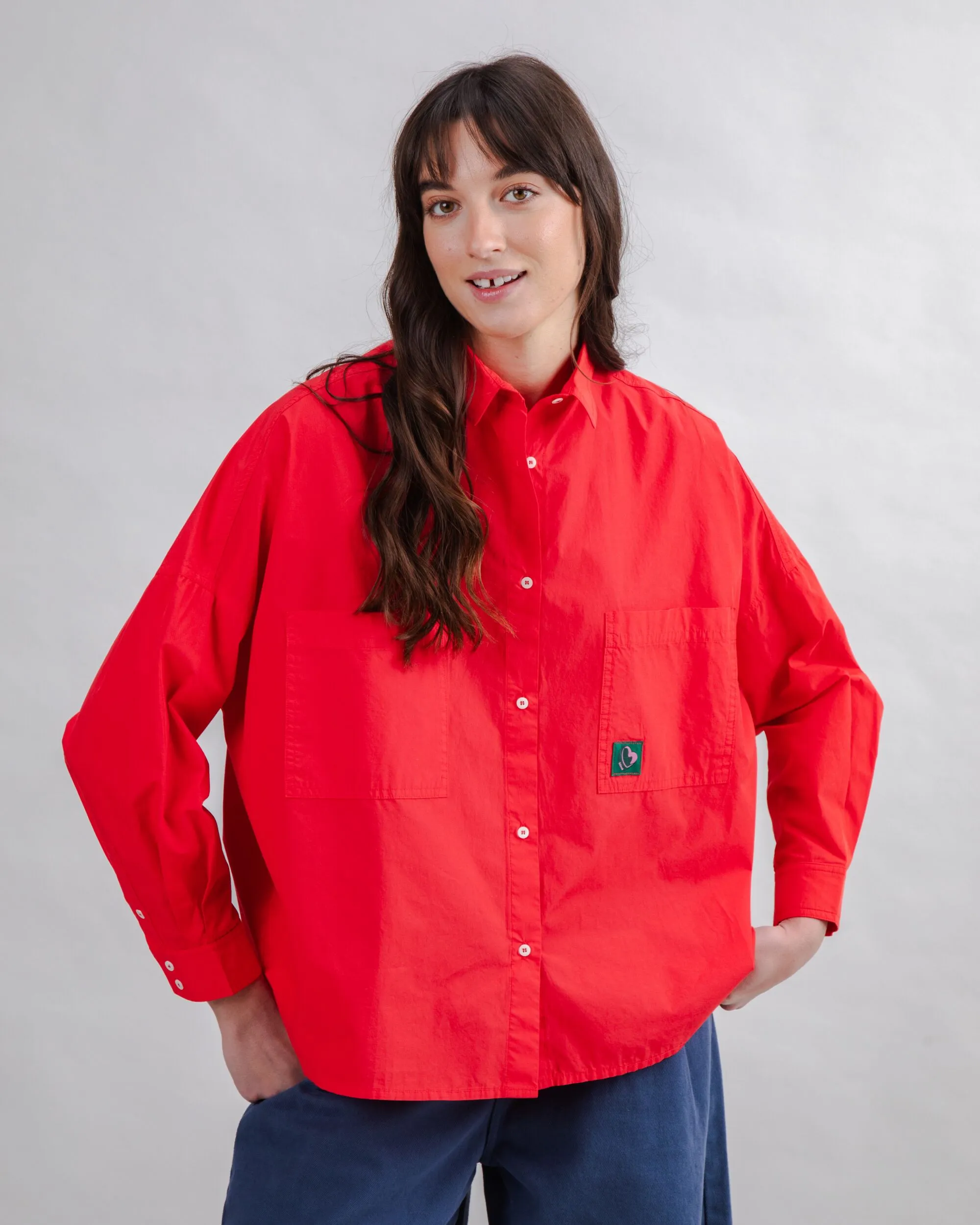 comfortable top Oversize Red Shirt