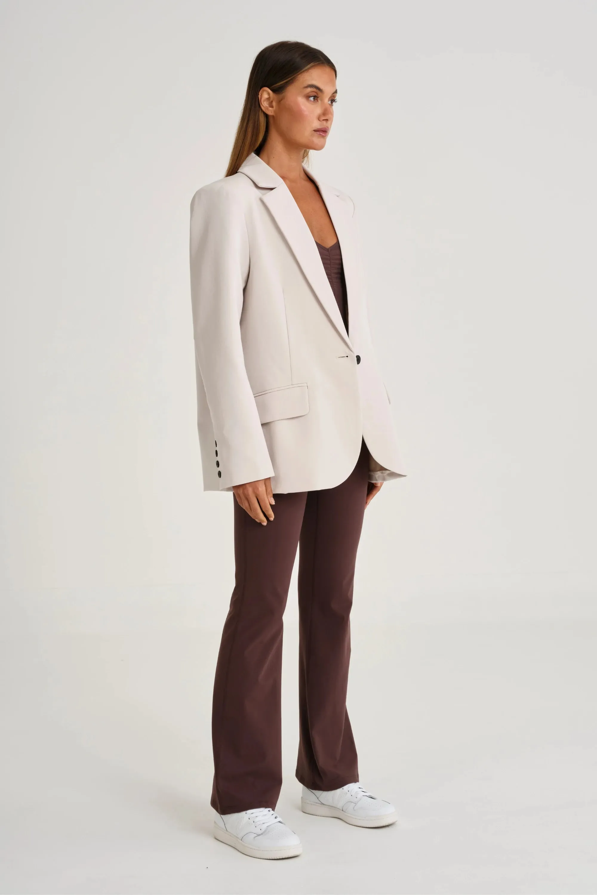 Cozy Hood Detail Oversized Boyfriend Blazer