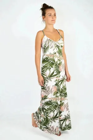 Fit Easy Palm Print Jersey Maxi Dress