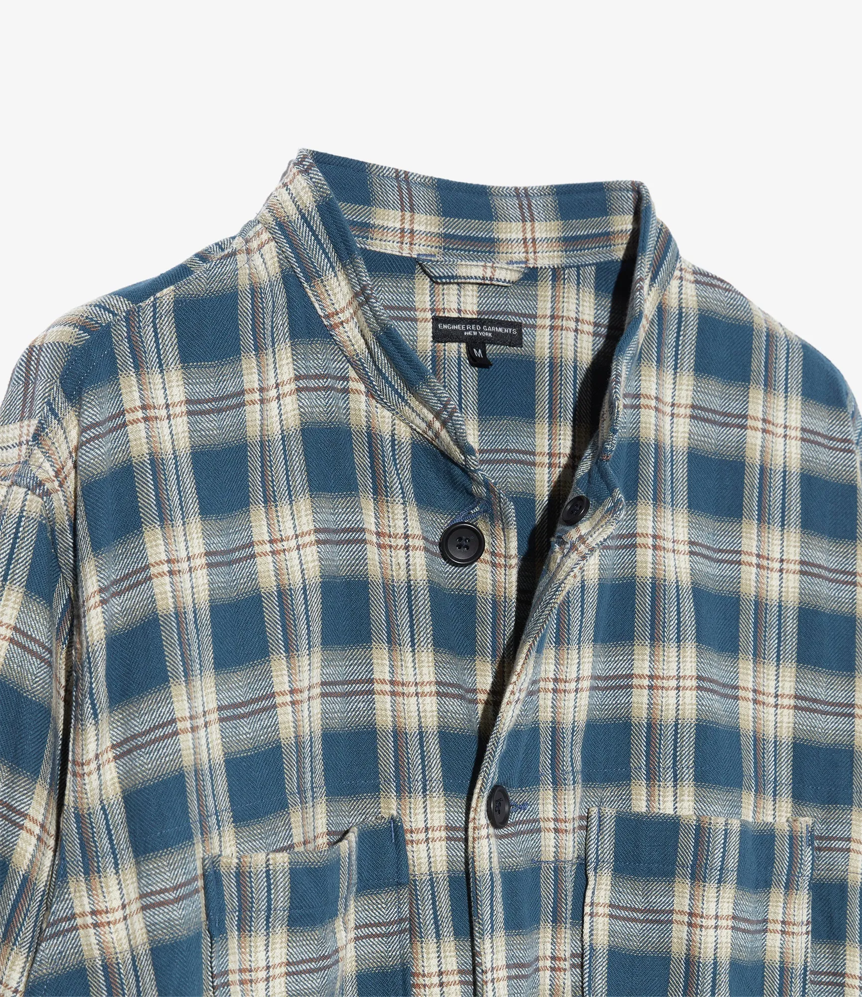 Long Dayton Shirt ?C Navy Plaid Jacquard Cotton Casual Layers