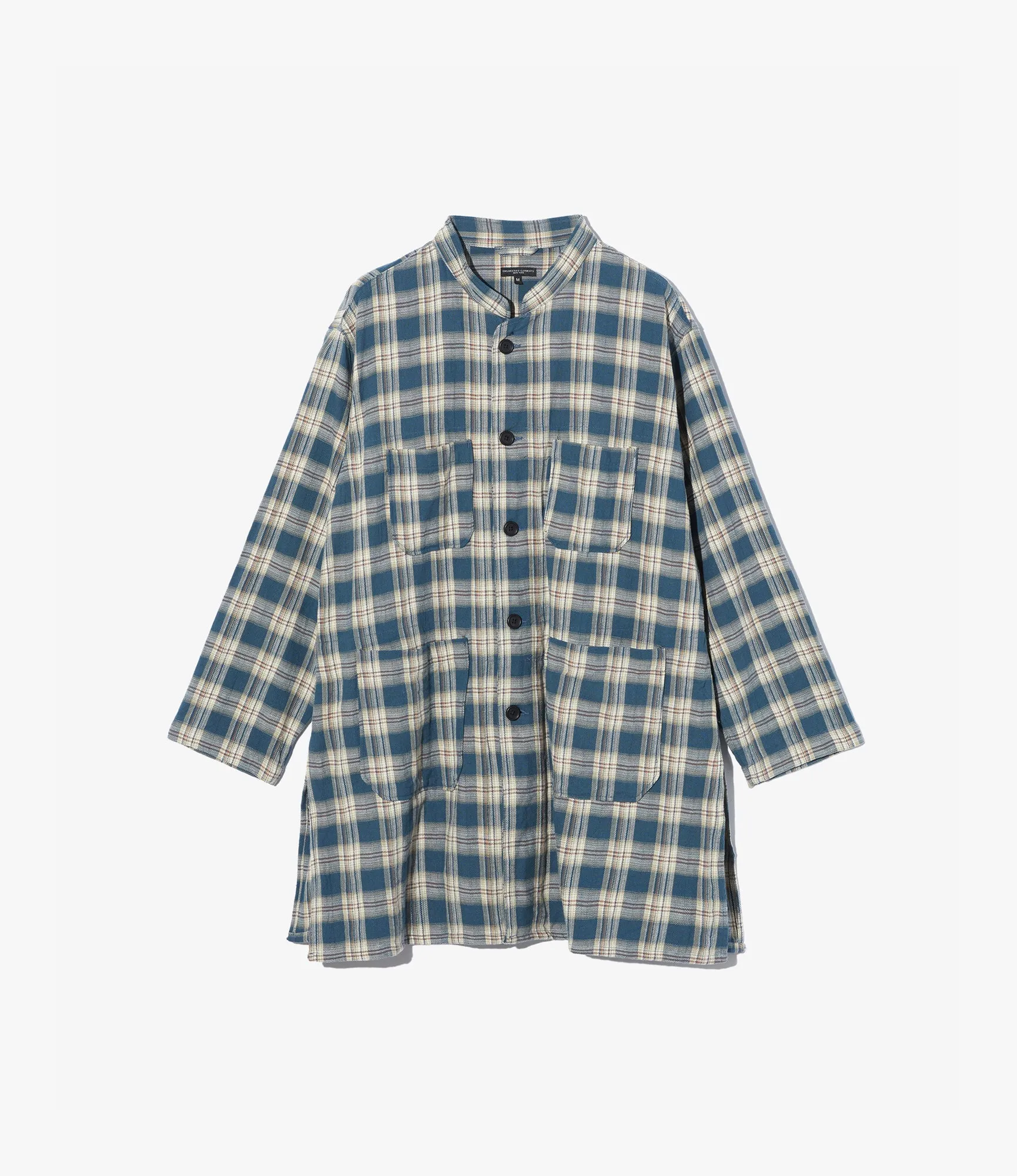 Long Dayton Shirt ?C Navy Plaid Jacquard Cotton Durable Knitwear Fun Style
