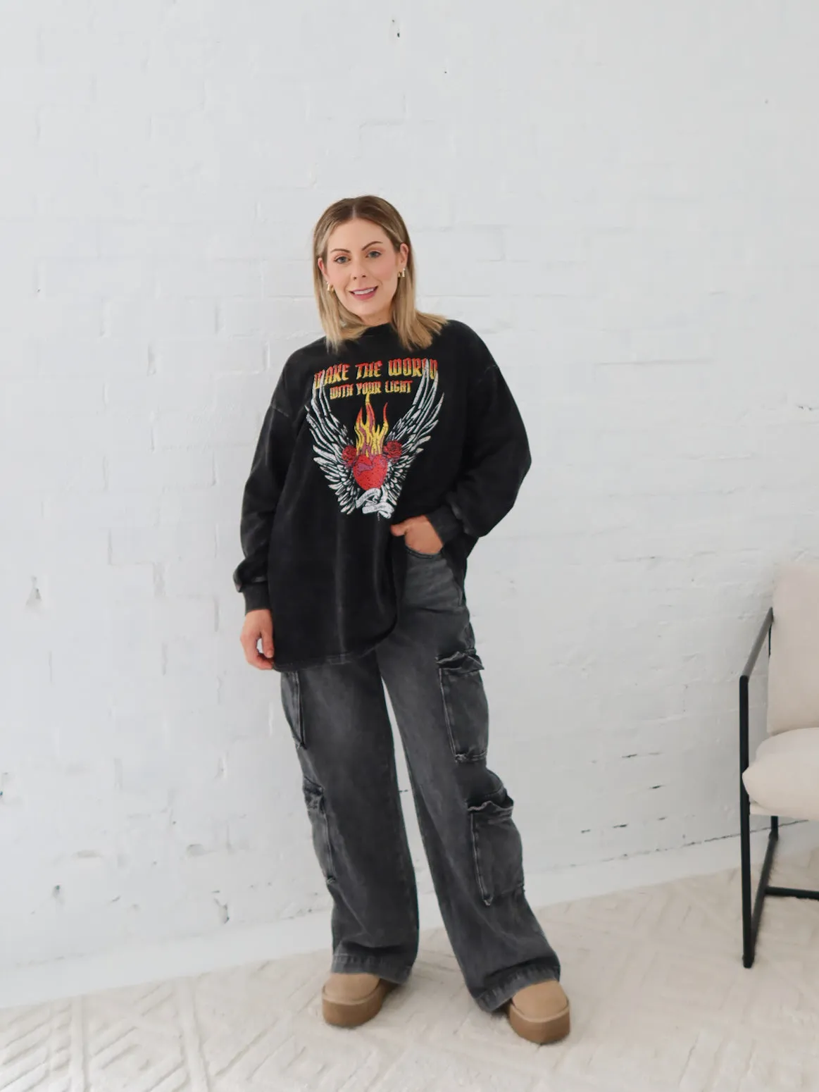 Comfy Touch Comfy Fit Paxton Cargo Jeans- Black