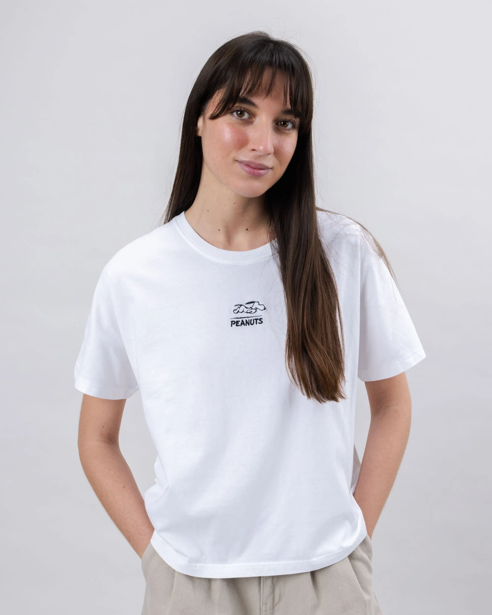 spring fashion Peanuts Everybody's in a Hurry Oversize Tee White
