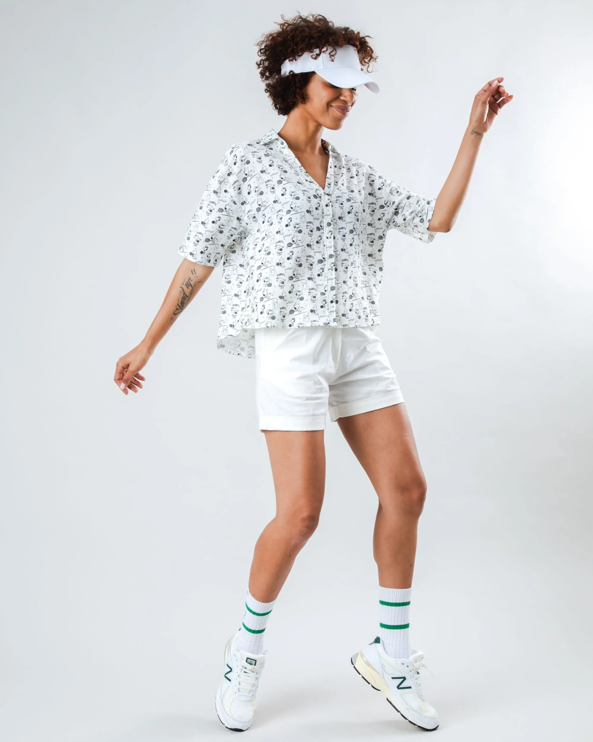 Comfort Waist Peanuts Racquet Club Tennis Cropped Blouse