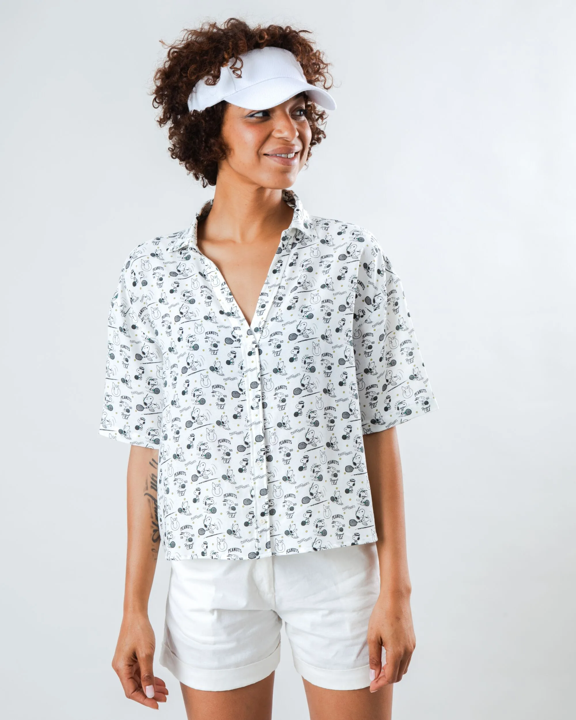 Abstract mystery Peanuts Racquet Club Tennis Cropped Blouse