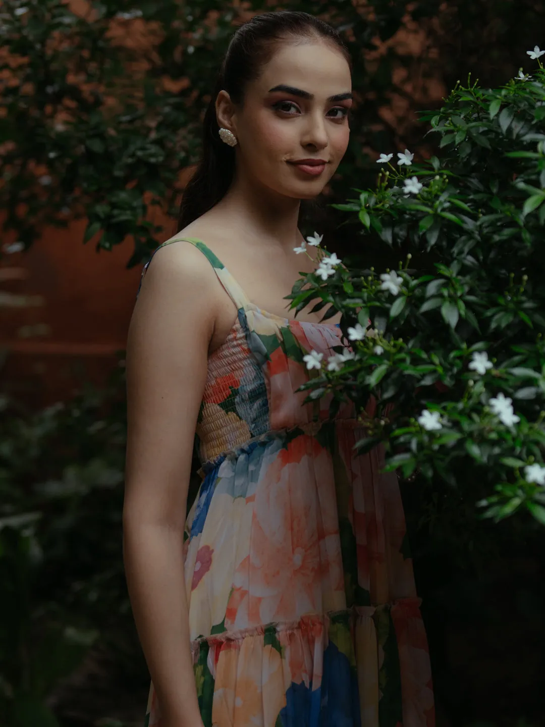 Gentle Drape Fashion Option Women's Georgette Printed Tier Dress