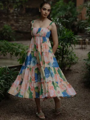 Korean Trend Women's Georgette Printed Tier Dress