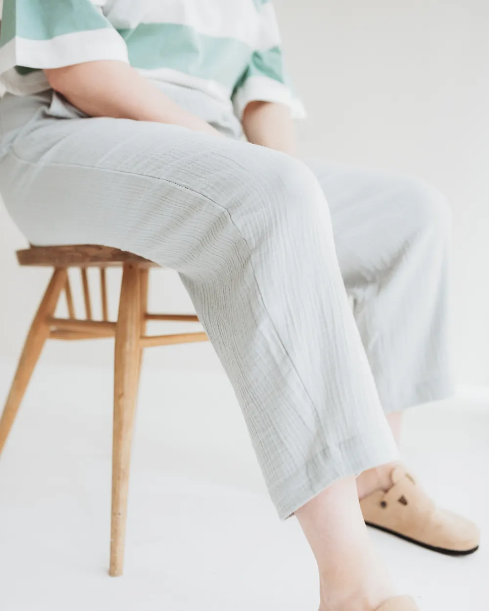 Kate Light Green Barrel Leg Trousers Moisture Management Non Restrictive