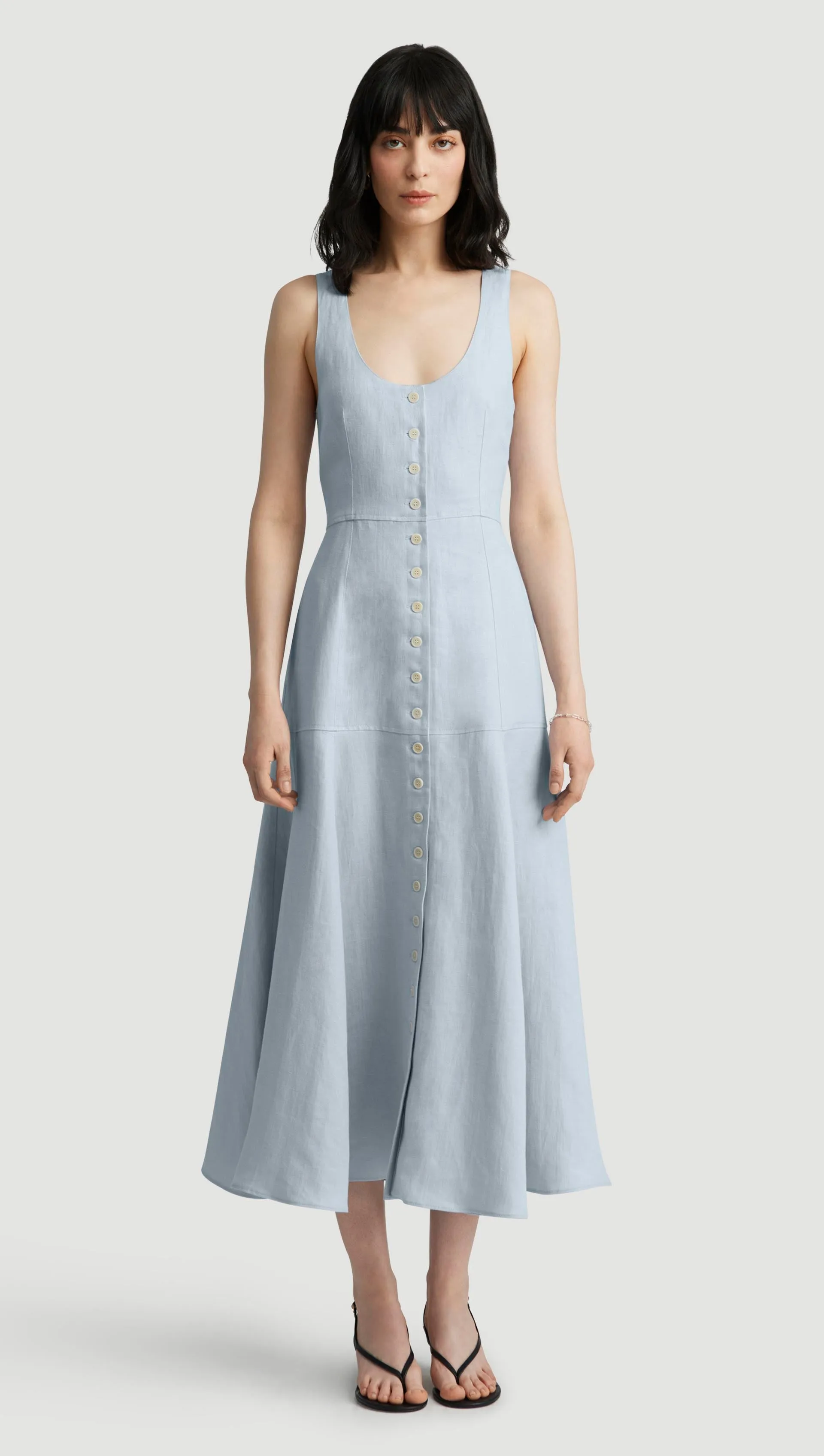 Marcy Dress in Linen Twill | Glacier Smooth Wear SoftTouchTexture