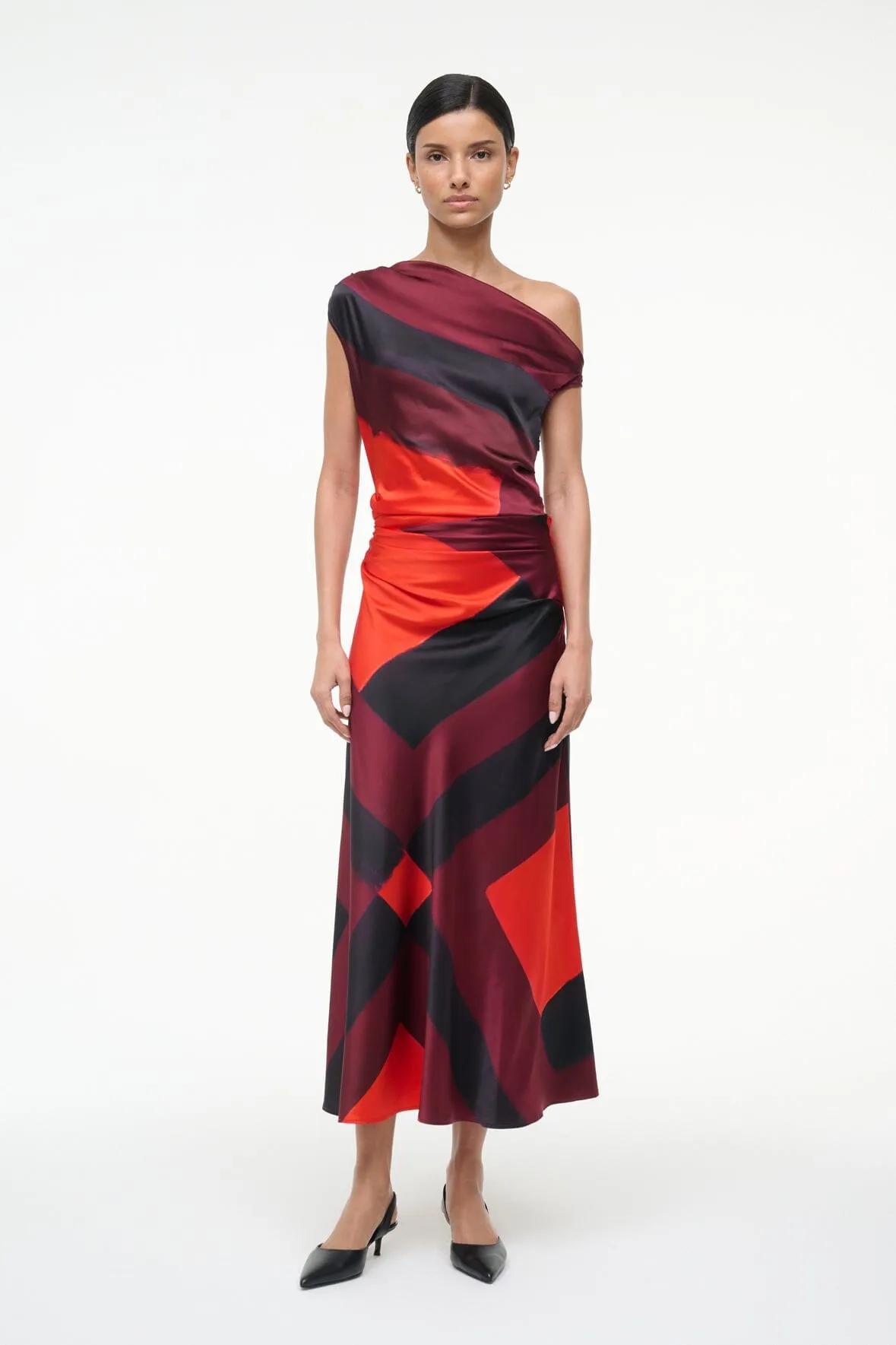 Fitted waist PHARE SILK DRESS | RUBY PRISM