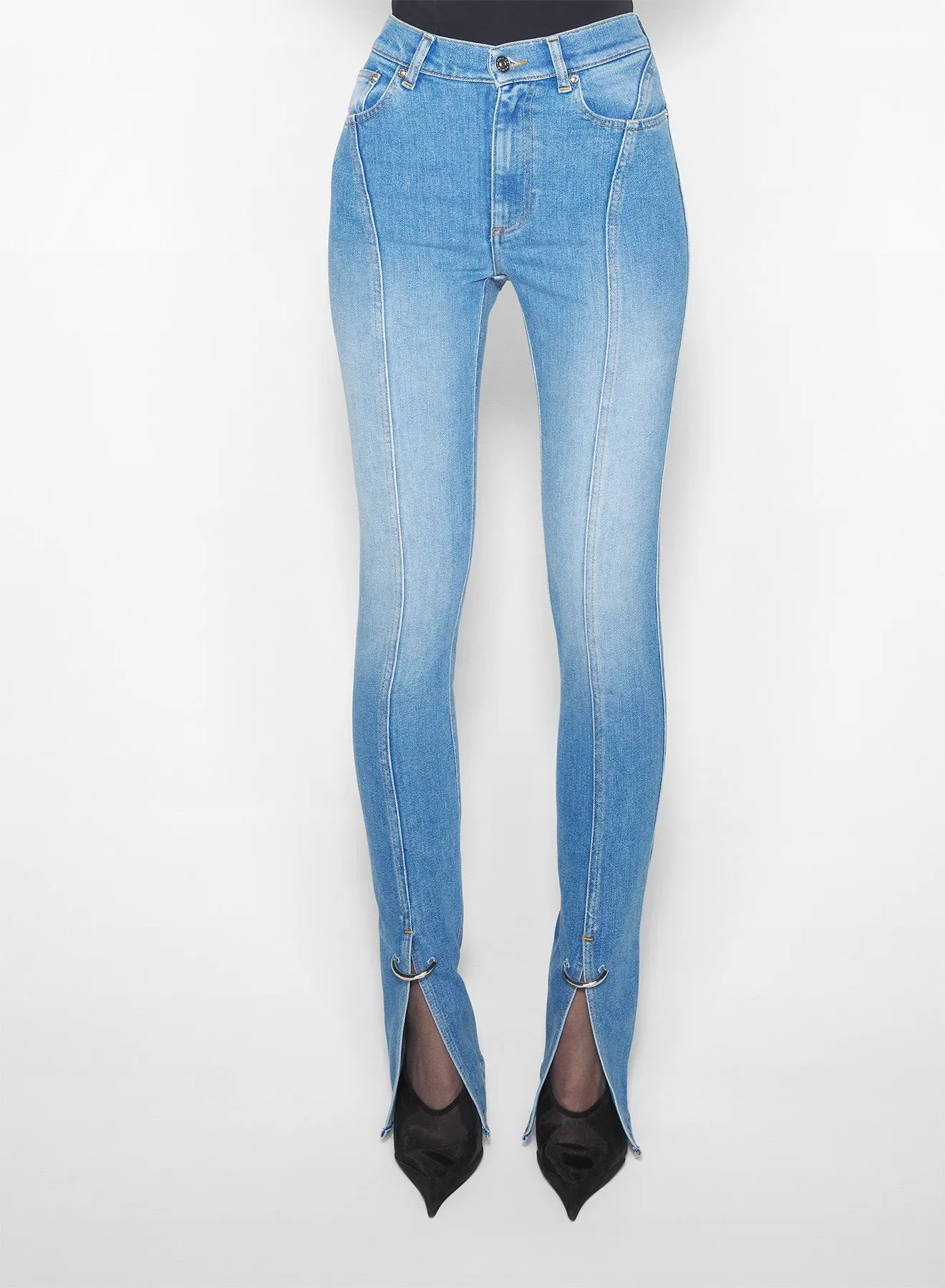 pierced blue denim skinny jeans Breathable back panel