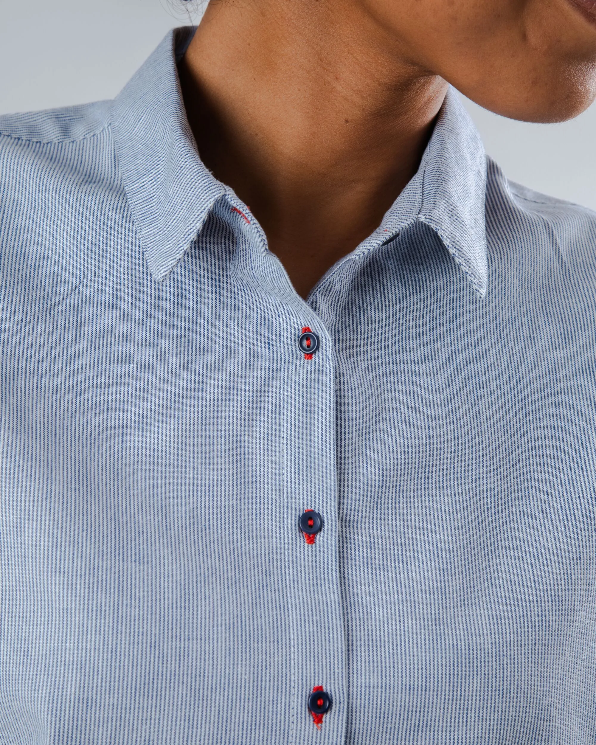 School spirit Pinstripes Batwing Sleeve Blouse Blue