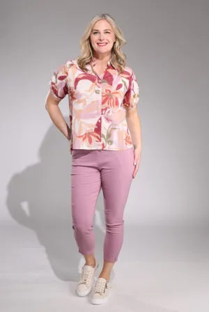 Flattering Look Full Flex Platinum Bengaline Capri Pants | DUSKY ROSE | 6305C1