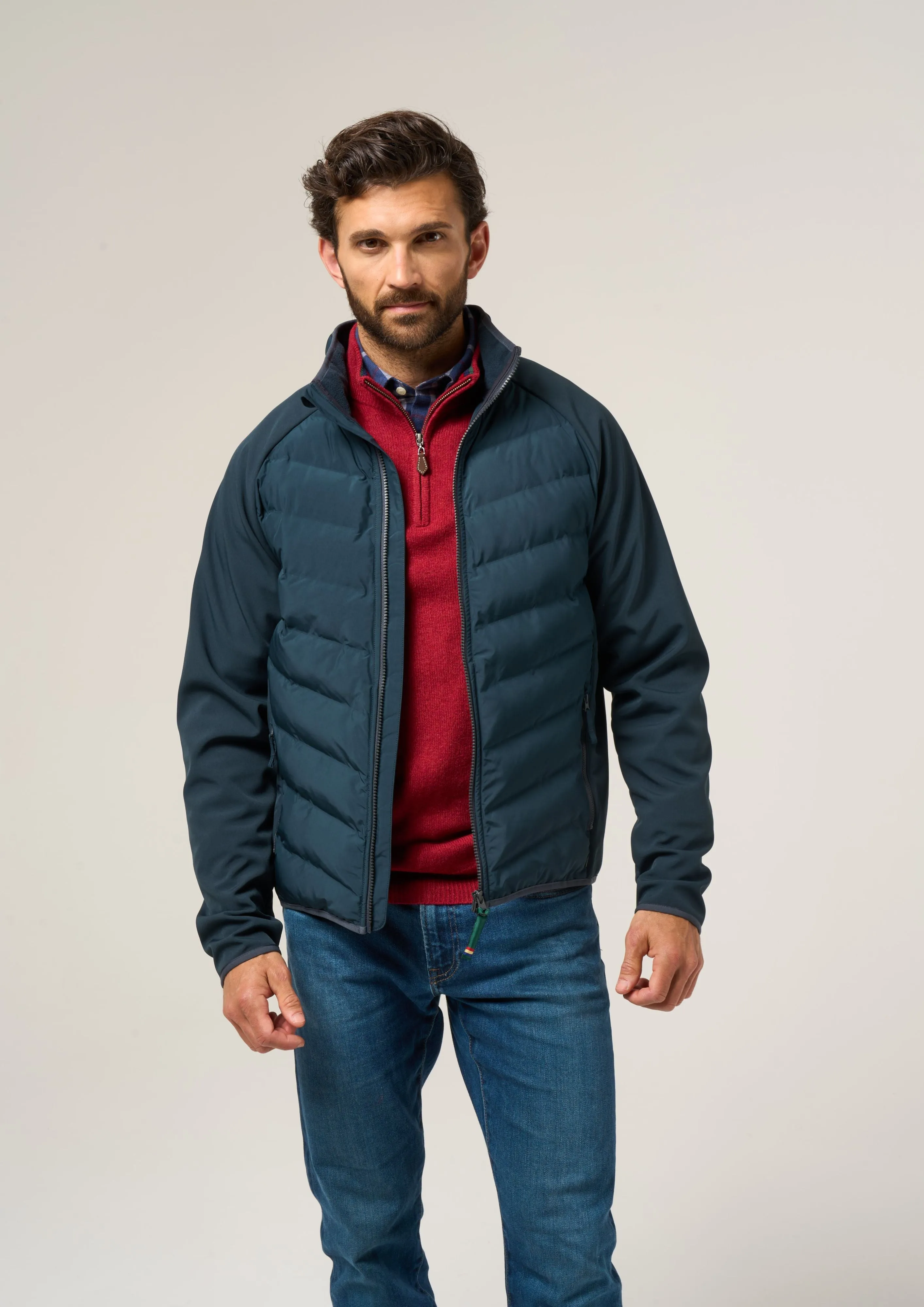 Calsall Men's Hybrid Jacket In Navy - Regular Fit anti static coating Thermal Retention Layer