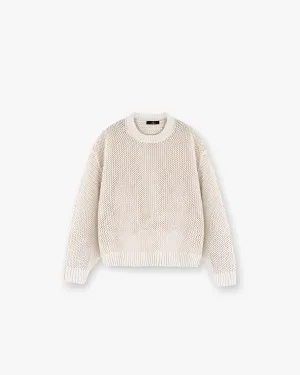 WaterRepellentCoating Open Gauge Knit Sweater - Off White