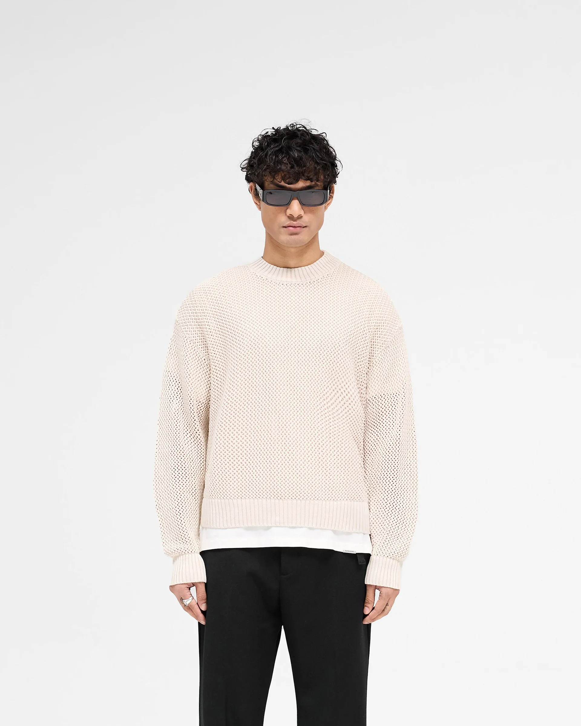 LowMaintenanceMaterial Street Fest Open Gauge Knit Sweater - Off White