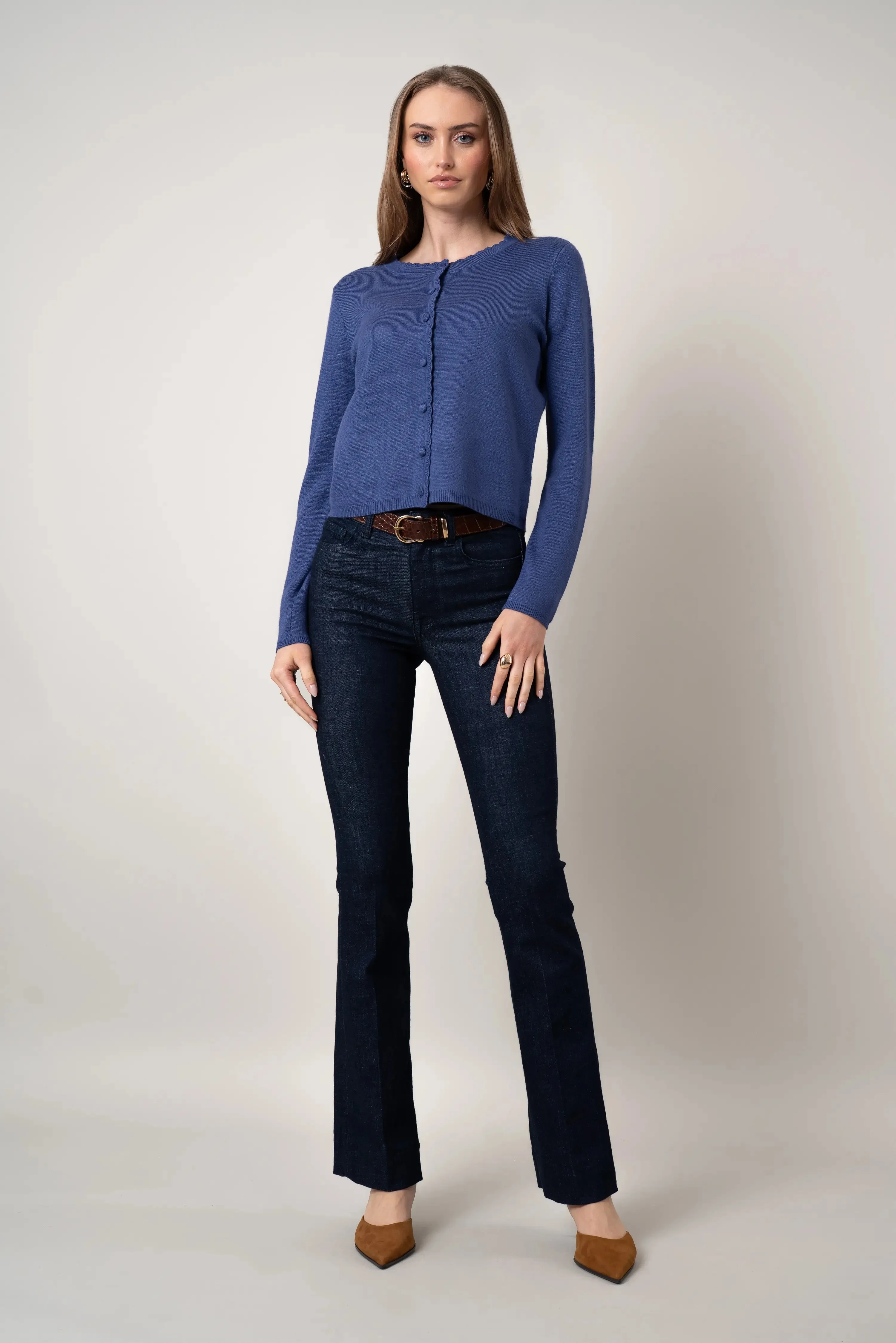 OrganicCotton Easy Outfit The Scalloped Button Cardigan