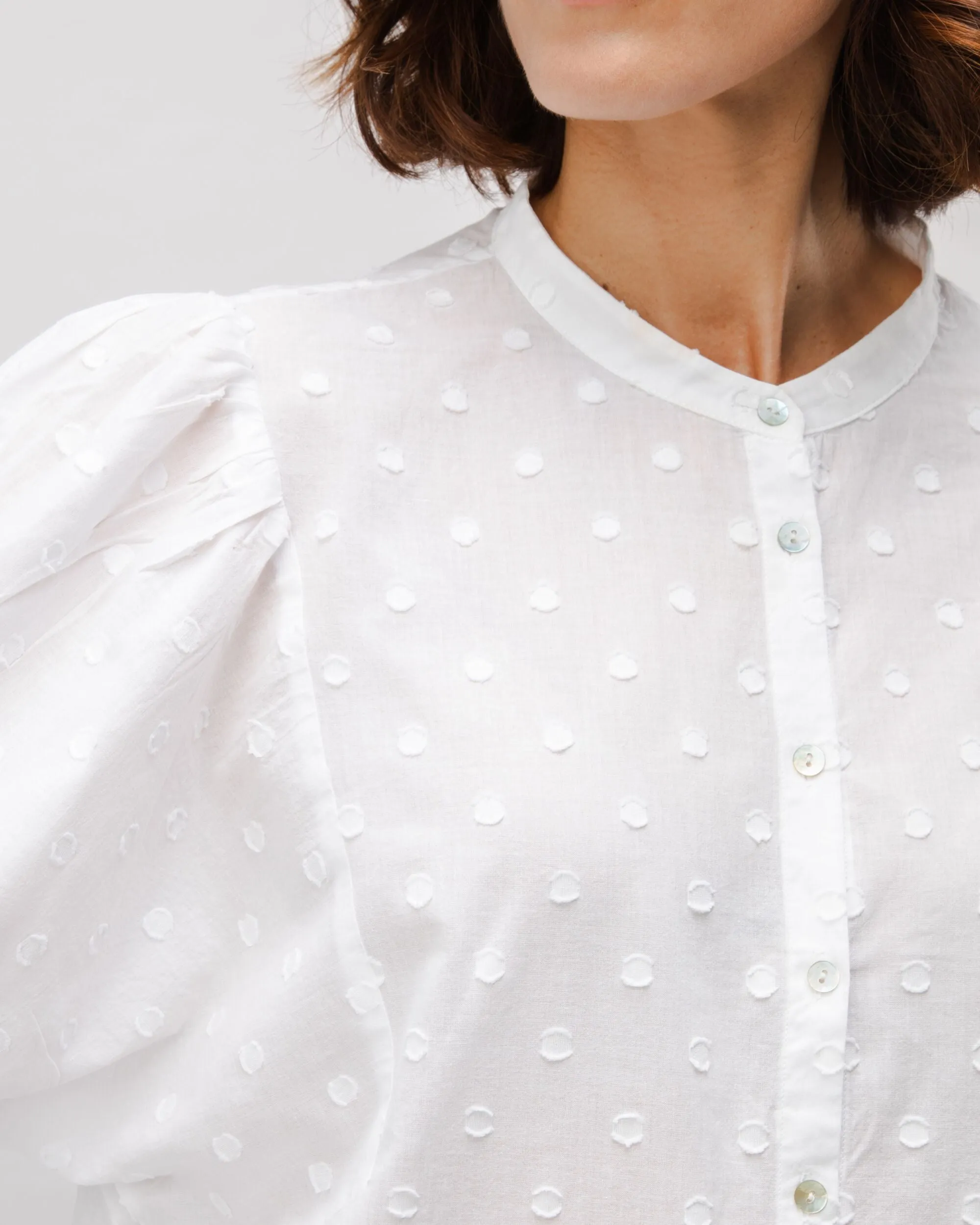 Streetwear attitude Polka Dot Romantic Cotton Blouse White