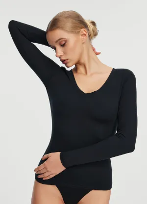Stylish and Relaxed V-Neck Long Sleeve Top