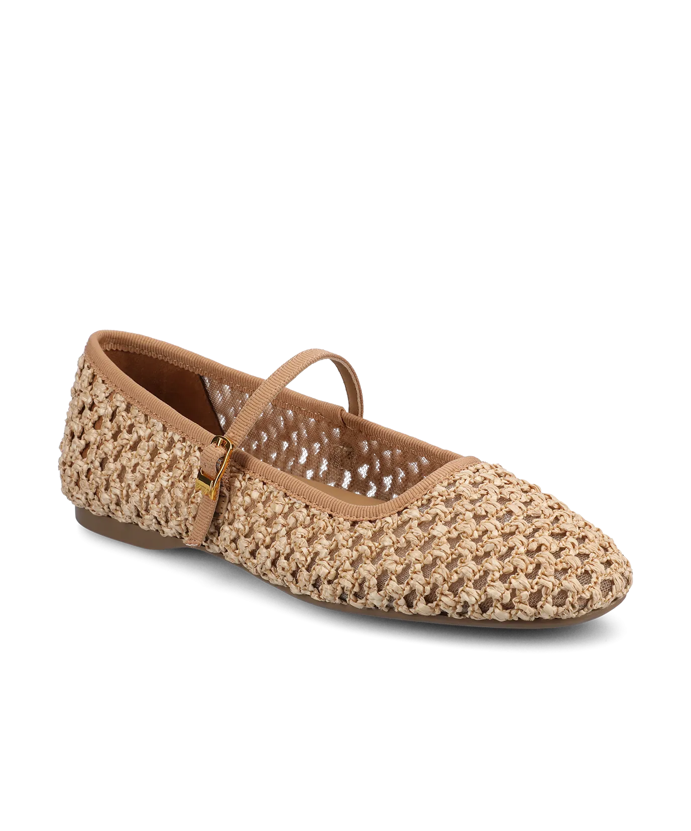 Breathable   mesh The Hummingbird Mary Jane - Tan Openweave
