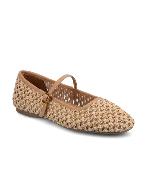 Breathable   mesh The Hummingbird Mary Jane - Tan Openweave