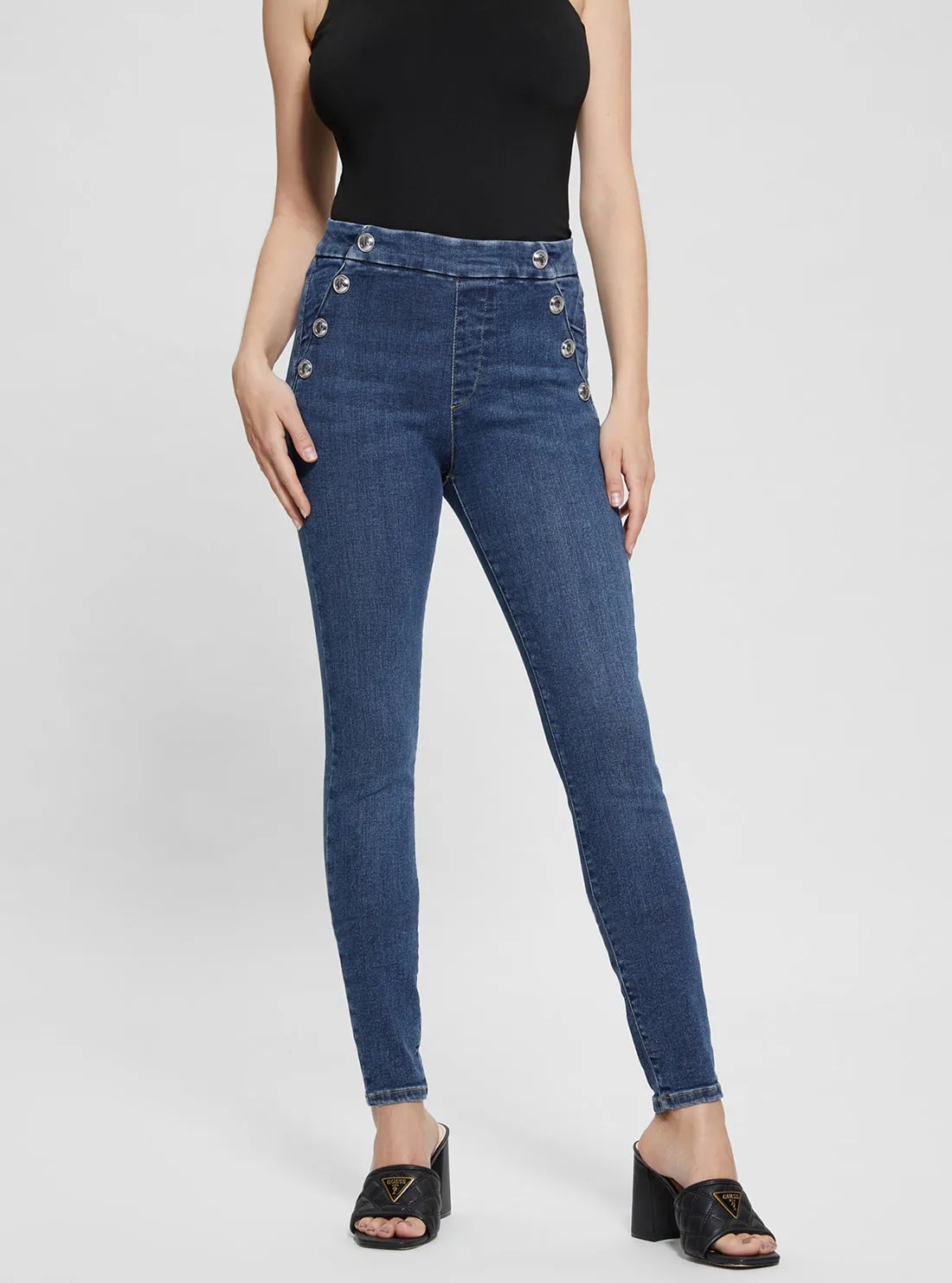 High-Rise Aubree Skinny Denim Jeans in Dark Wash Tailored Cut