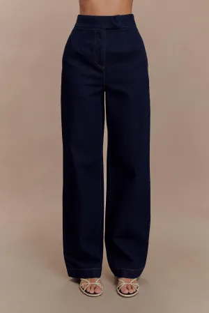 Rayne Wide Leg Denim Jeans - Indigo Blue Pre Shrunk Fabric