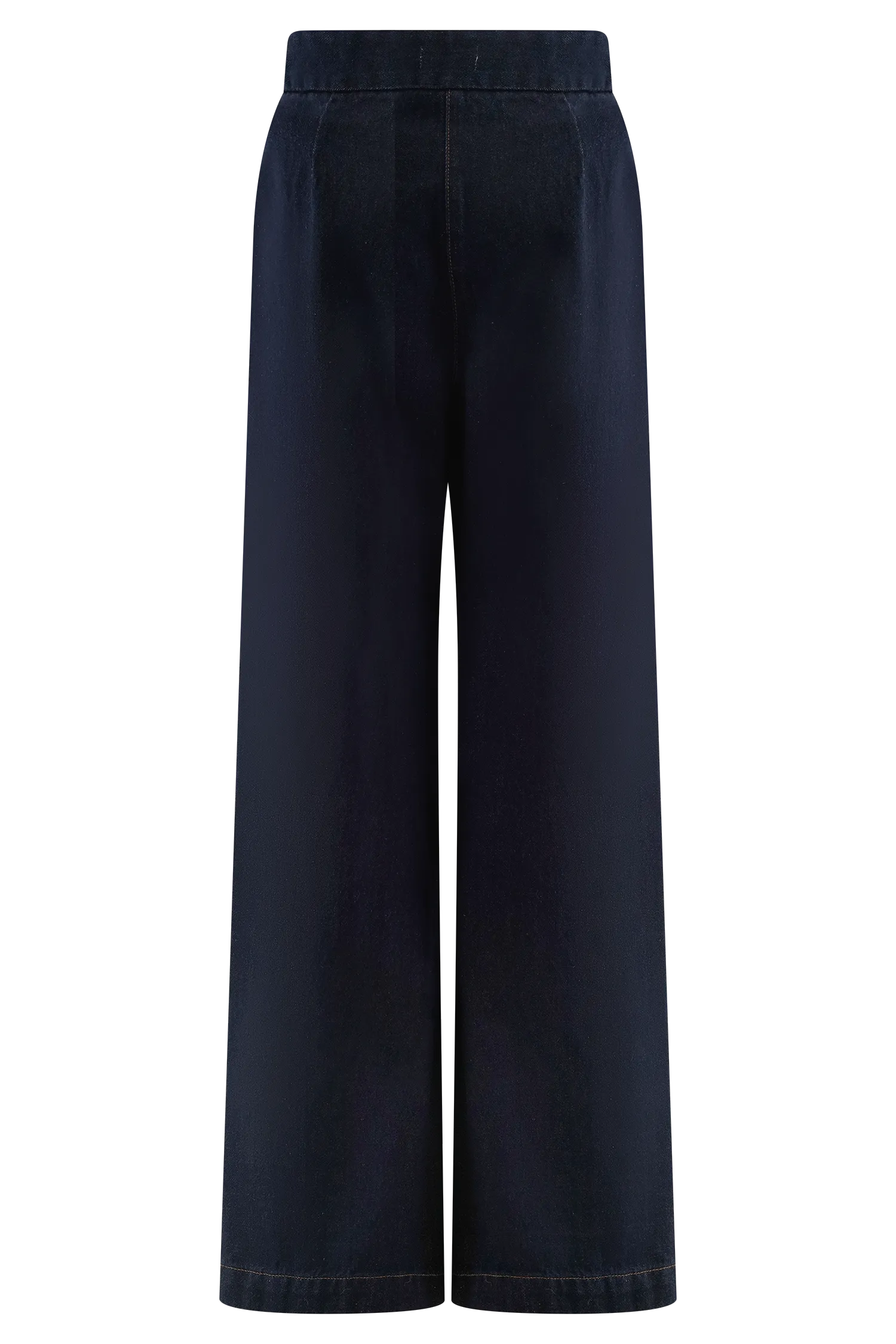 Earthy Modern Minimalist Office Wear Rayne Wide Leg Denim Jeans - Indigo Blue