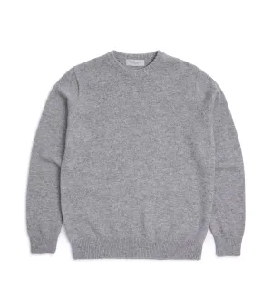 Mooncastle Wool Cashmere Silk Crew Neck Sweater: Light Grey Warm Layers Spark Glow