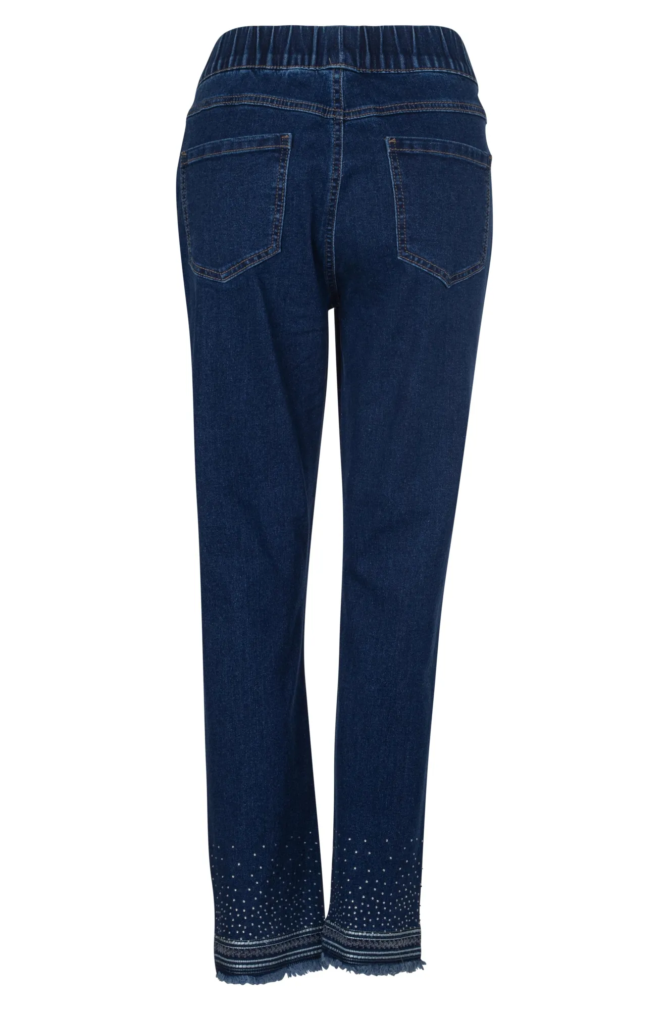 Pull on Wonder Denim Capri Jeans | DARK INDIGO | 6624A1 stain resistant coating