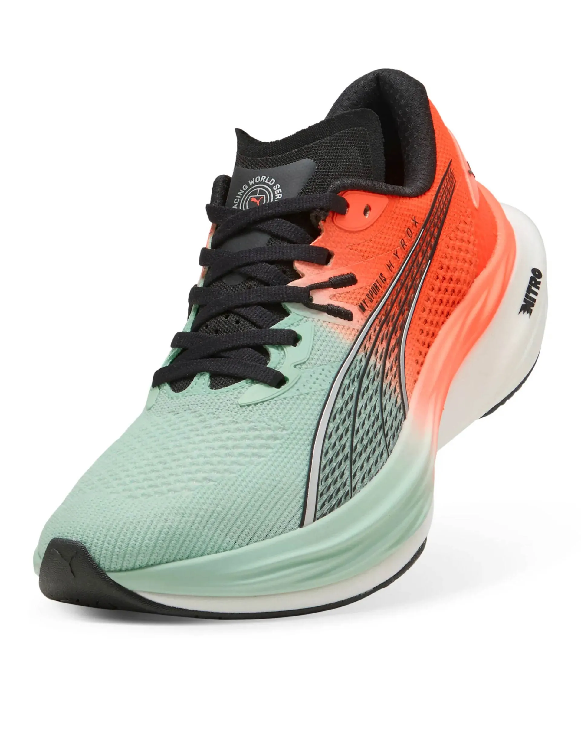 Puma x Hyrox Deviate NITRO 3 Running Shoes - Mint Melt/Glowing Red High Quality Material road running shoe alternative