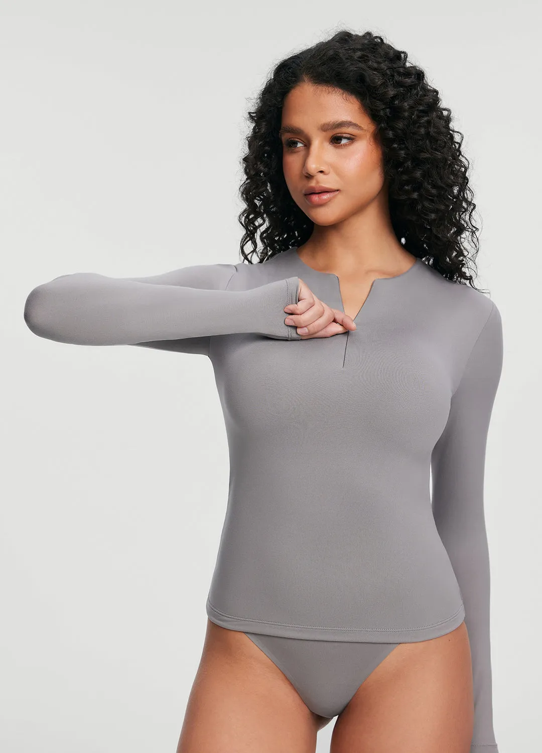 Cozy Design Quarter Zip Long Sleeve Top