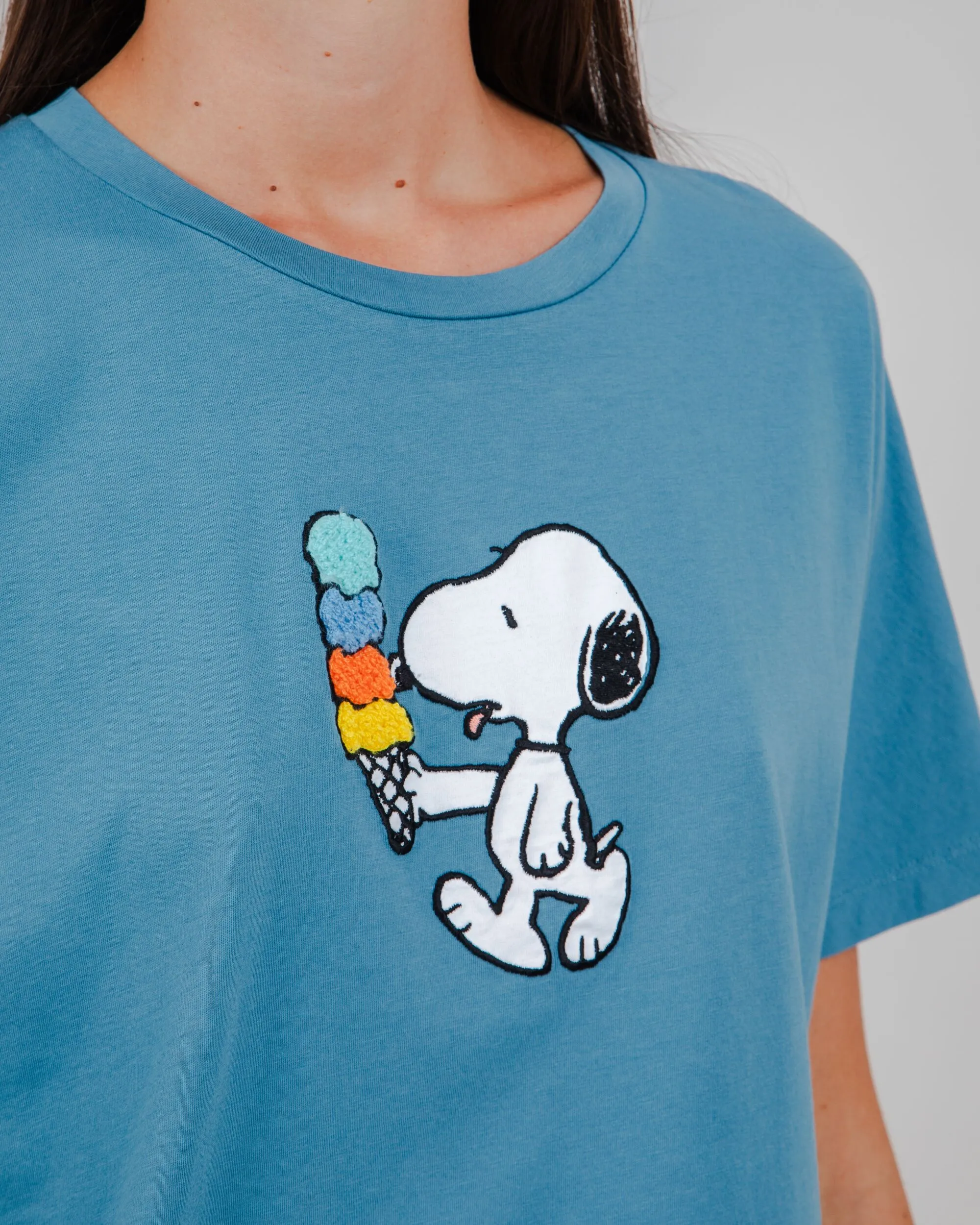 Fashion-Forward Look Peanuts Icecream Oversize Tee Blue