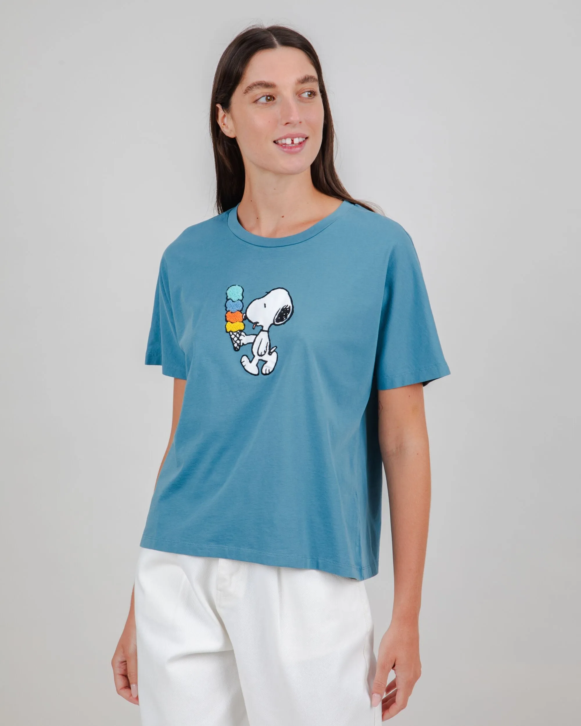 Holiday Casual Peanuts Icecream Oversize Tee Blue