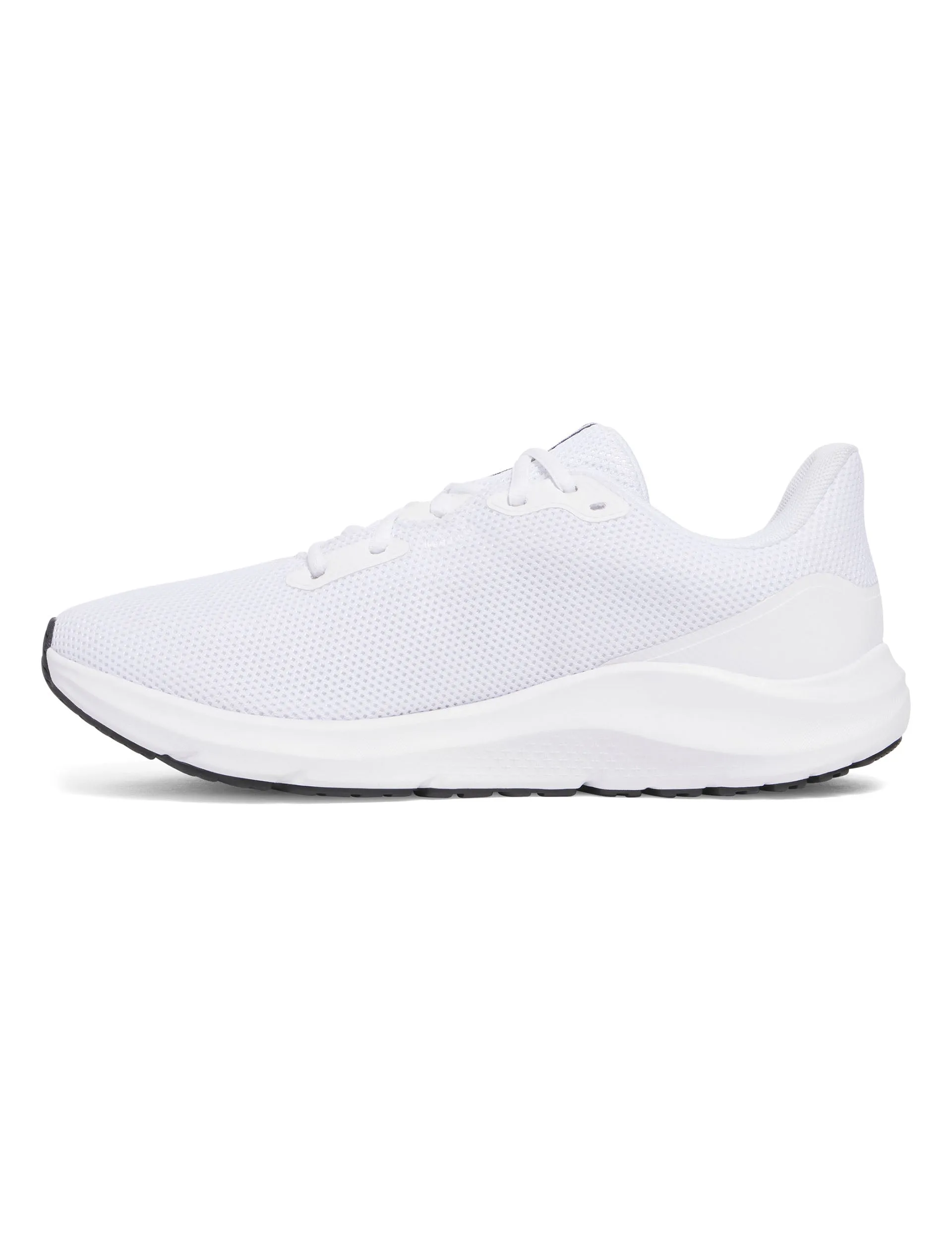 Charged Pursuit 4 - White/White/Black outdoor sole style - focused