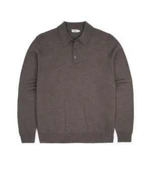 Hot Core Trunk Enford Merino Knit Long Sleeve Polo Shirt: Mink
