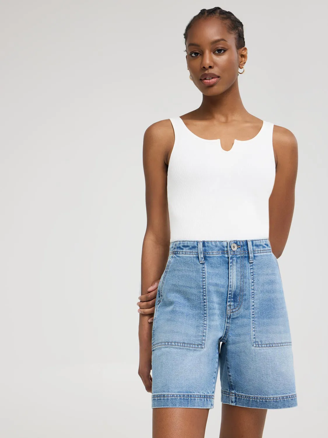 Notch Neck Ribbed Tank Top Kids playfulness