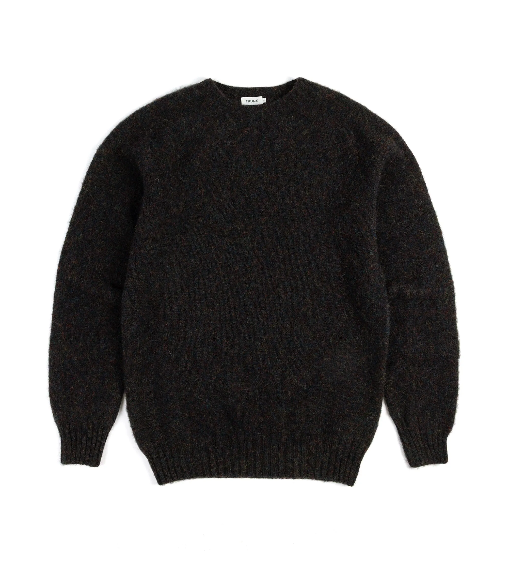 Trunk Goswell Brushed Lambswool Crew Neck Sweater: Charcoal NonBindingEdges