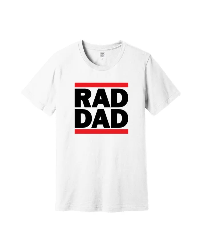 Drop Shoulder Design Camping practicality INK "RAD DAD" T-Shirt - White