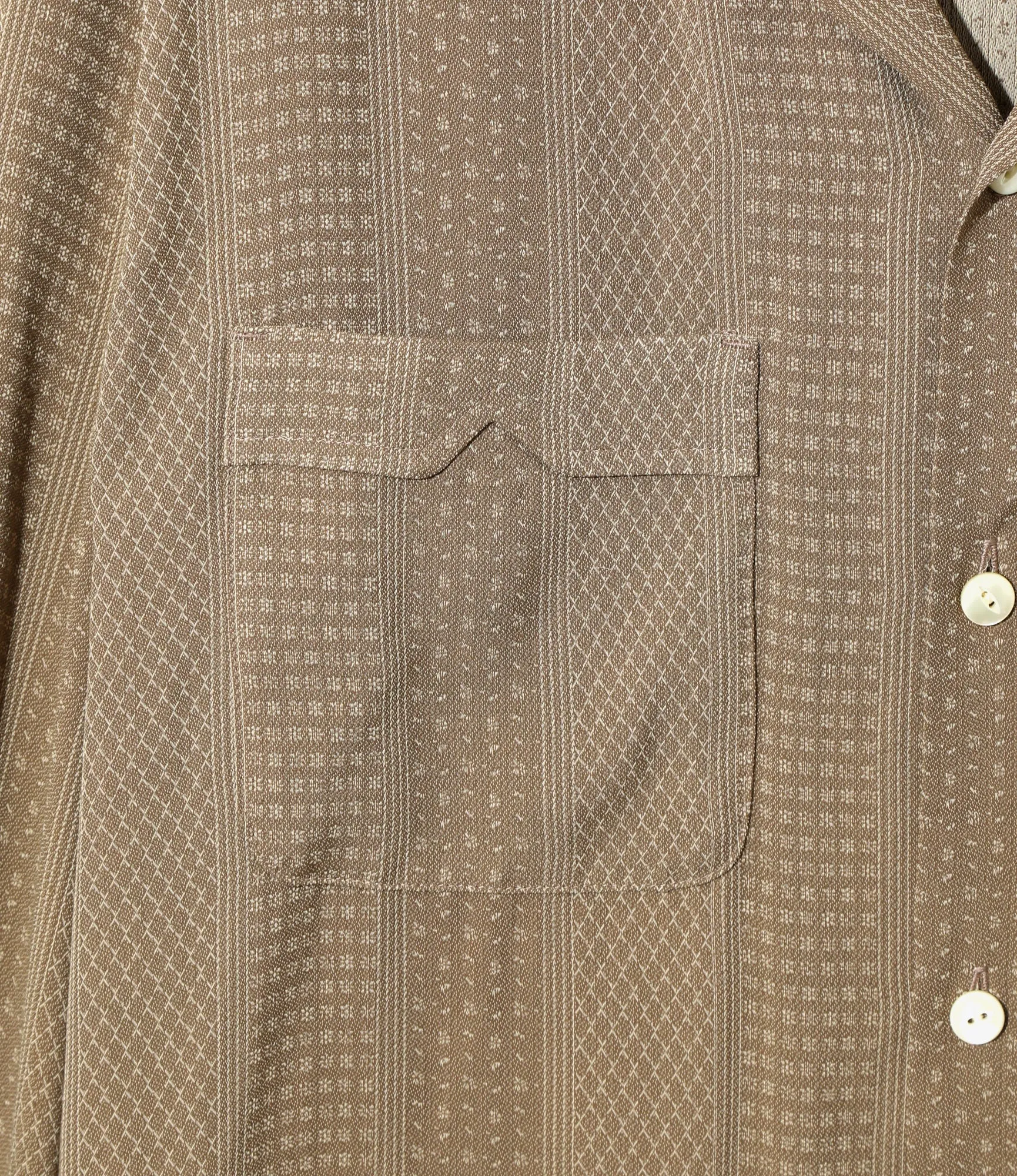 UPF Rated Fabric Elderly clothing Open Collar Shirt ?C Brown Foulard Stripe Jacquard