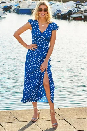 Frill Wrap Polka Dot Dress Chilly Day Comfort