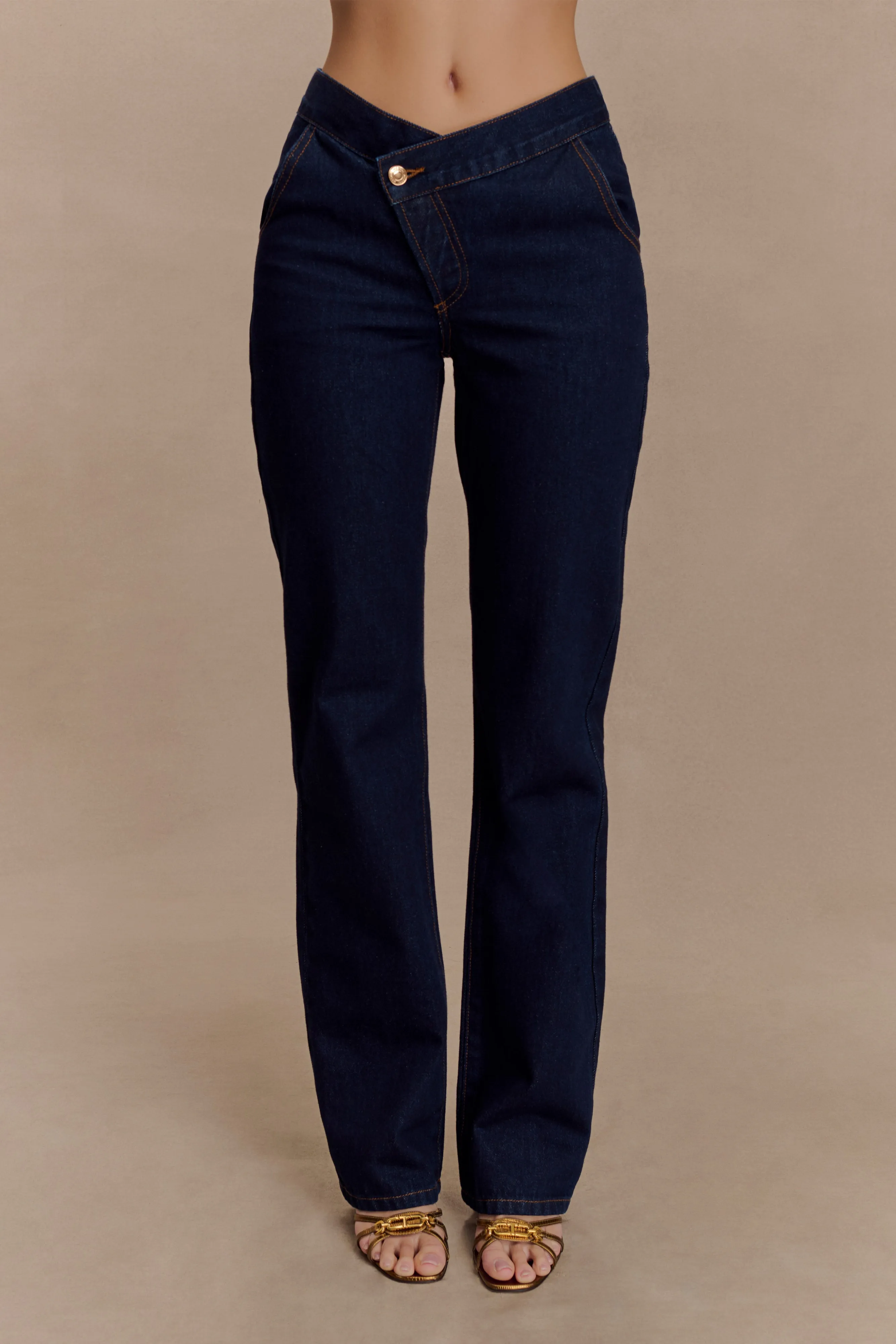 Remington V Front Straight Leg Jeans - Indigo Blue Cool Fit