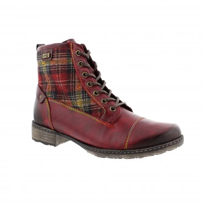 Blown Rubber Outsole Velvet Soft REMONTE D4354-35 BURGUNDY COMBINATION LADIES' ANKLE BOOTS