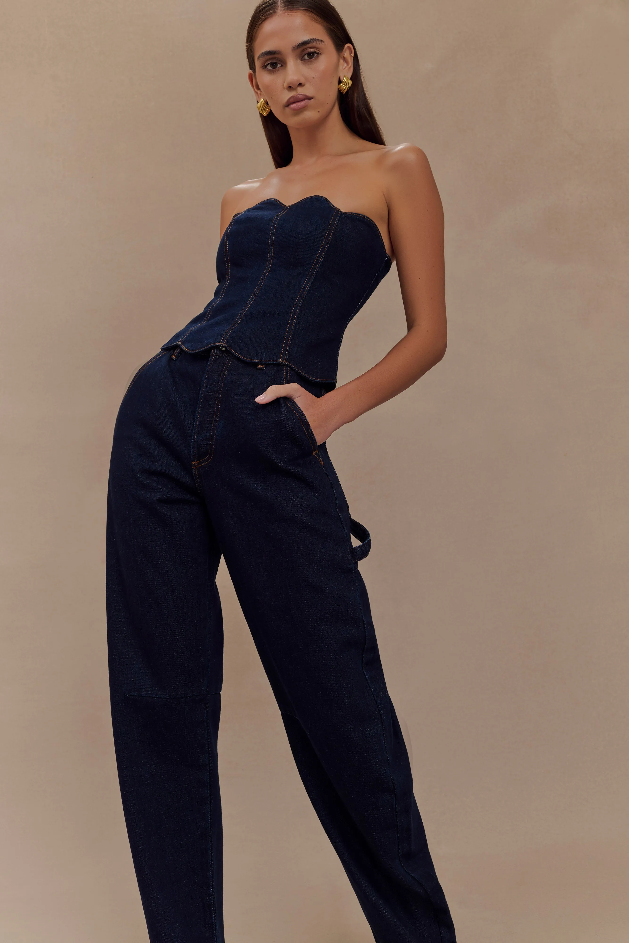 Renata Barrel Denim Jeans - Indigo Blue City Walk Smooth