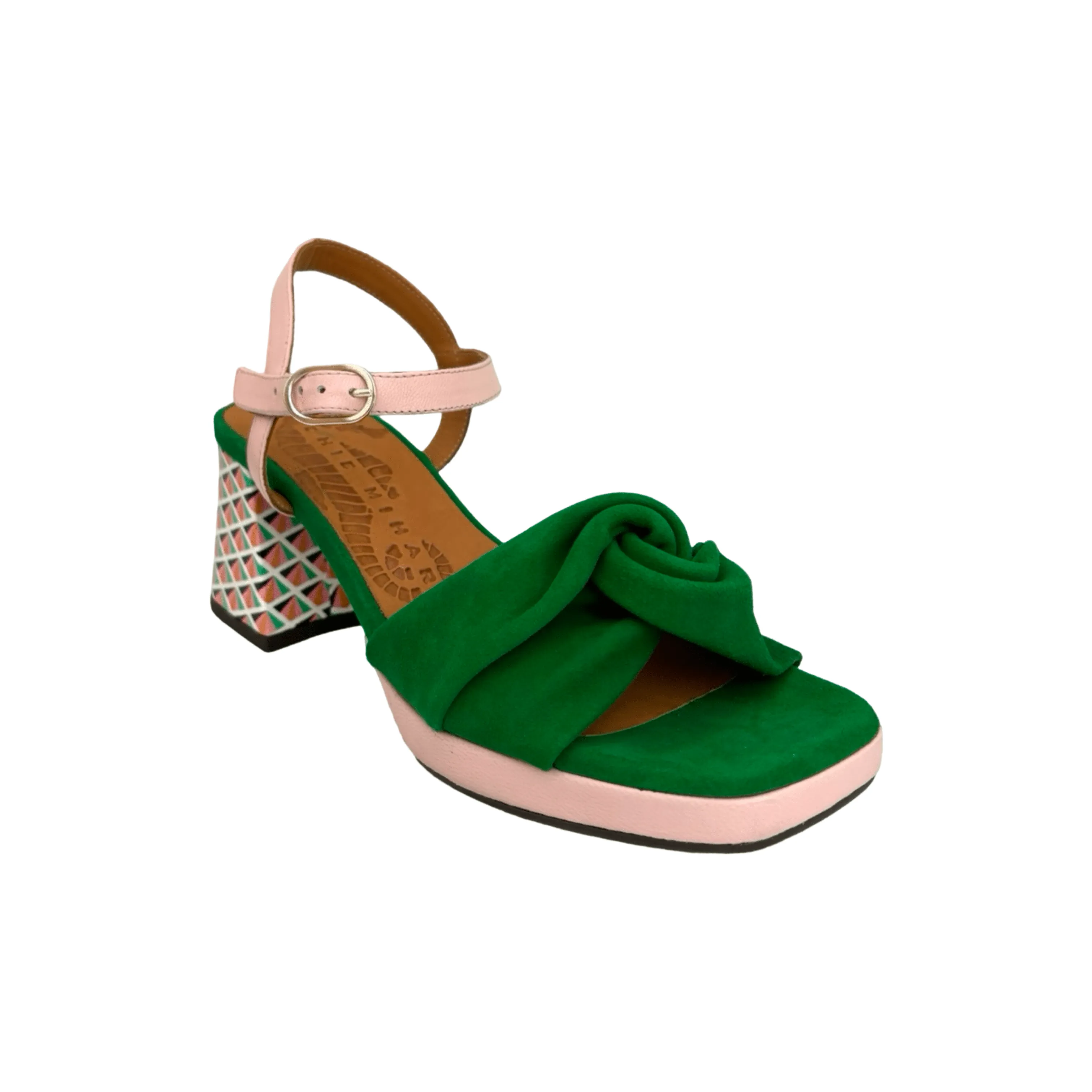 Non Slip Tread Gelia Green/Pink Sandal
