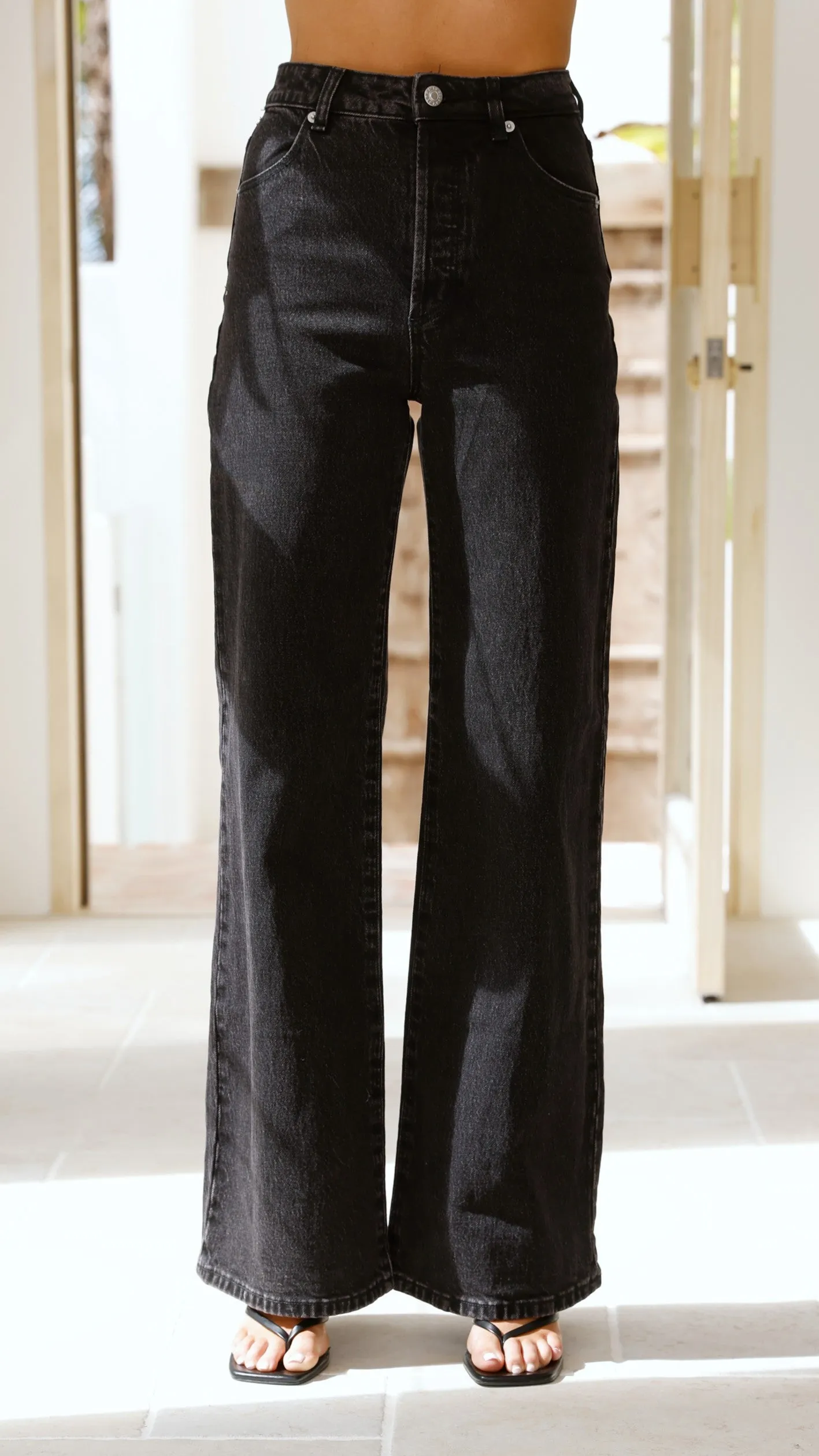 Rollas Sailor Scoop Long Jean - Black Sand Smart Casual Classic Wear Trendy Choice